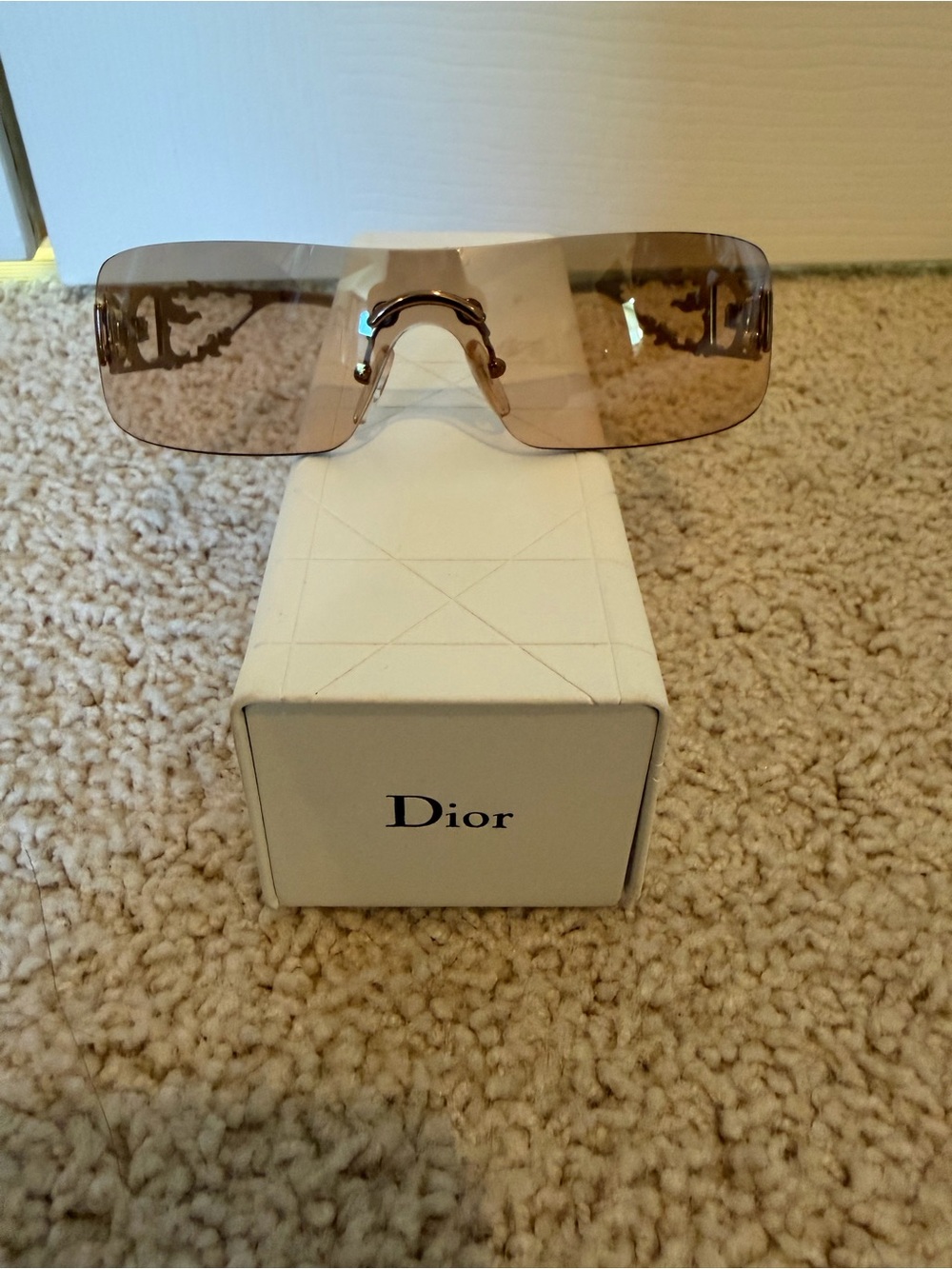 Christian Dior Vintage "Dior Fire" Rimless Sunglasses Silver Swarovski Crystal